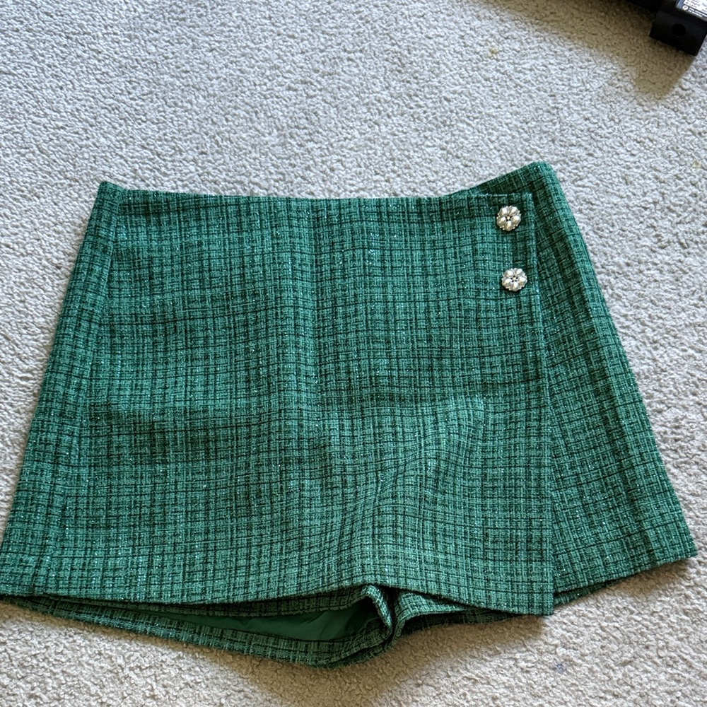Anthropologie - CoreyLynnCalter Elegant Green Plaid Women's Skort